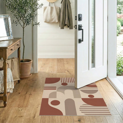 Geometric Brown Arch Area Rug