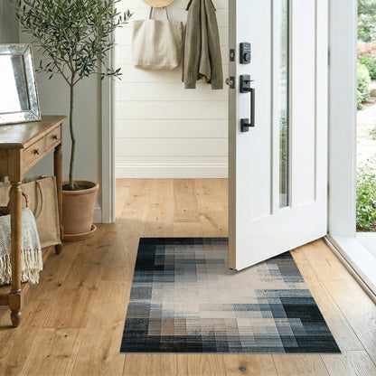 Grey Abstract Block Area Rug