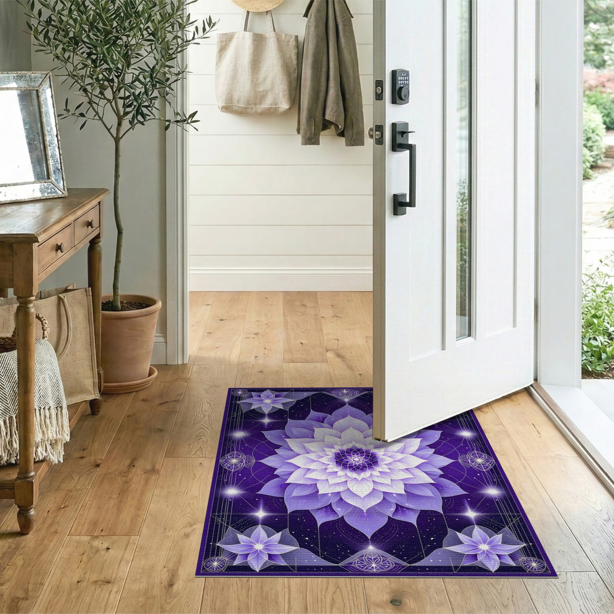 Purple Lotus Mandala Area Rug