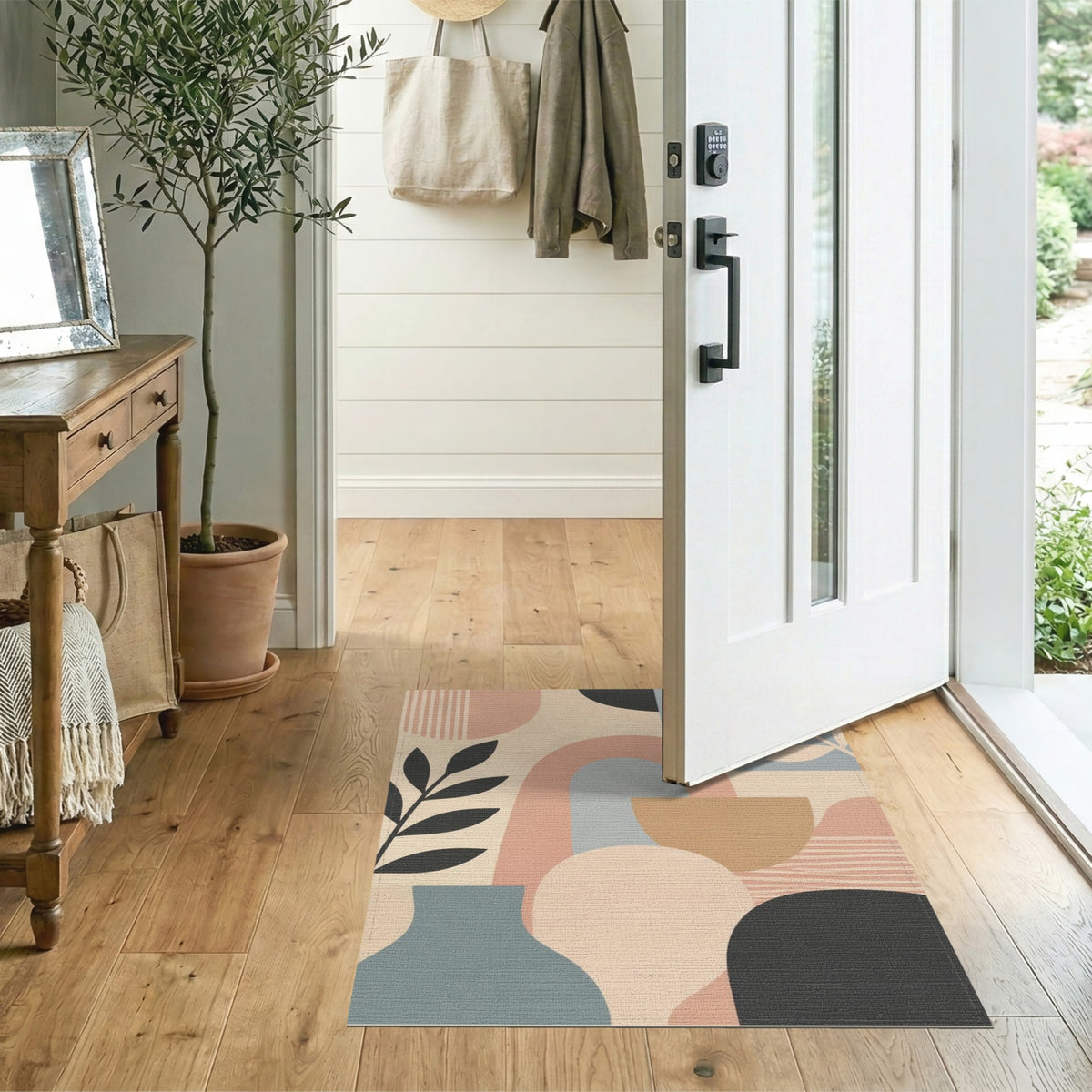 Beige Abstract Arch Area Rug