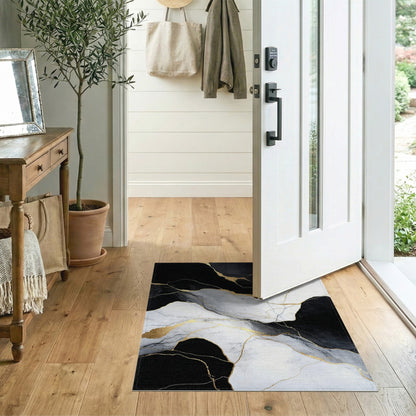 Abstract Area Black White Abstract Marble Area Rug