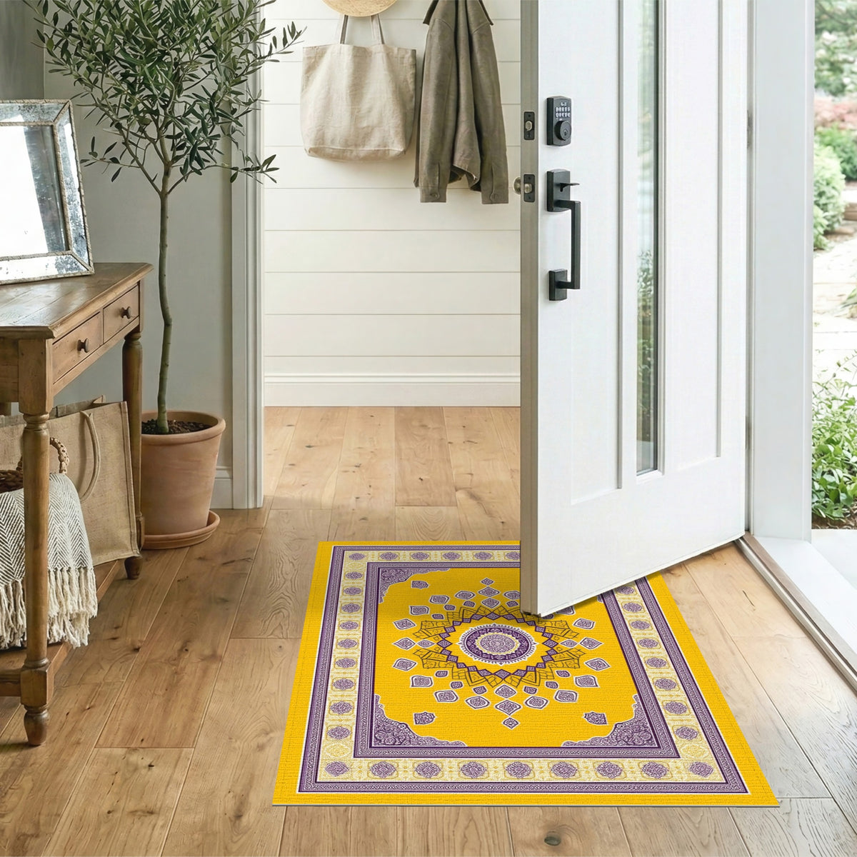Yellow Persian Medallion Area Rug