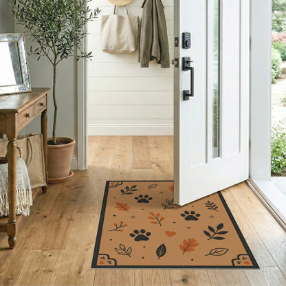 Rustic Paw Print Leaf Area Rug