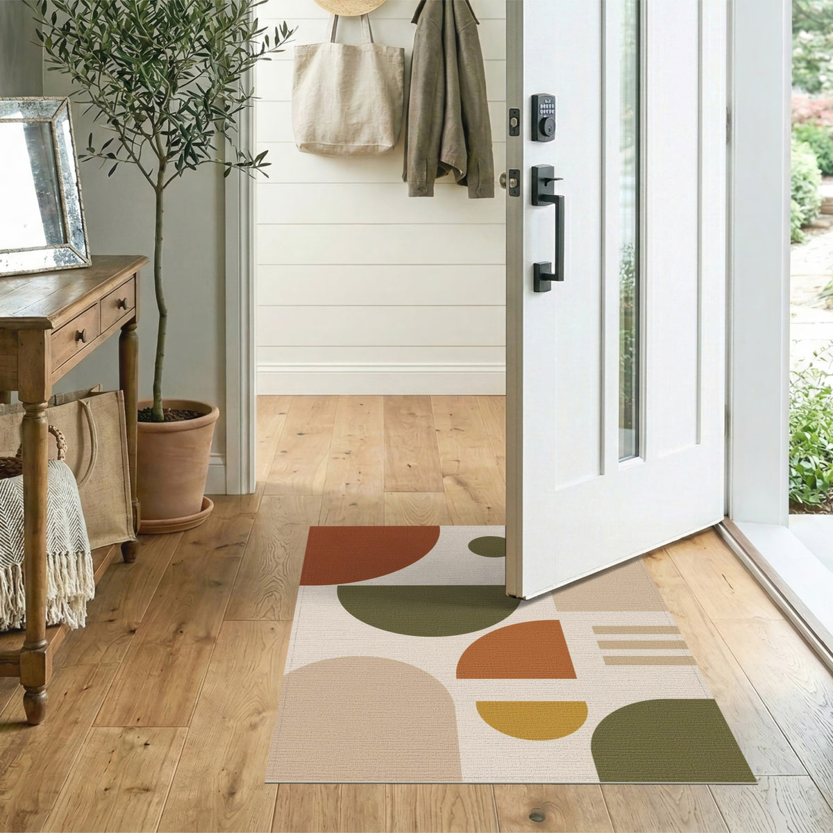Geometric Brown Tan Geometric Modern Area Rug