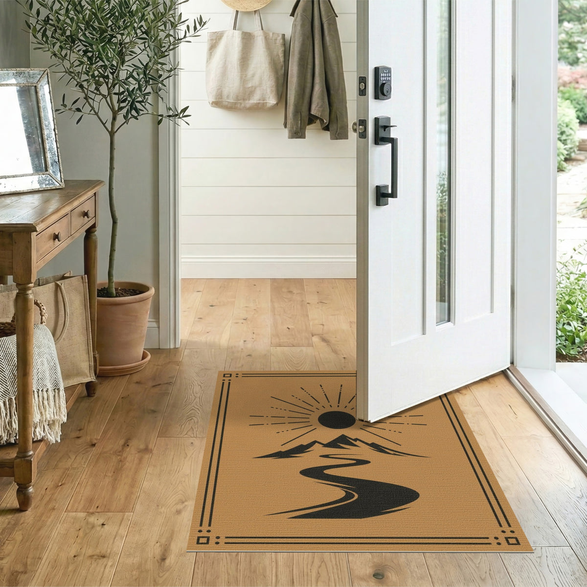 Southwestern Sun Mountain River Brown Area Rug