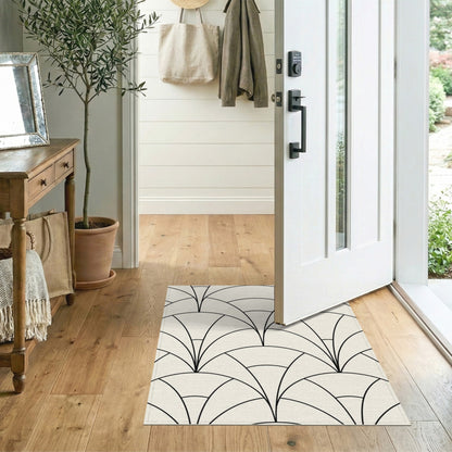 Black and White Geometric Modern Black Geometric Arch Area Rug