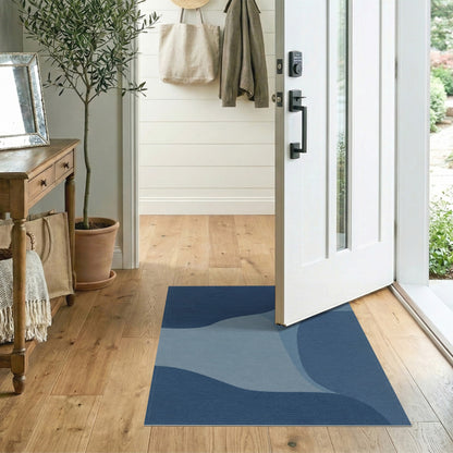 Flowing Blue Abstract Area Rug