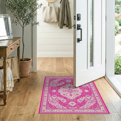 Pink Traditional Persian Pink Traditional Persian Area Rug