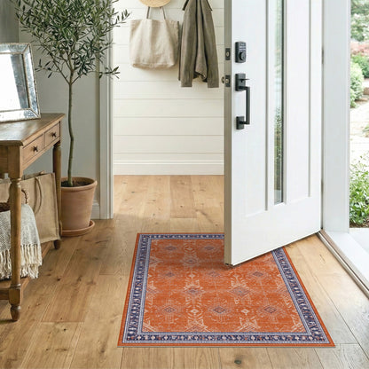 Orange Geometric Tribal Area Rug