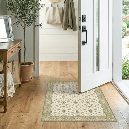 Beige Floral Vintage Area Rug