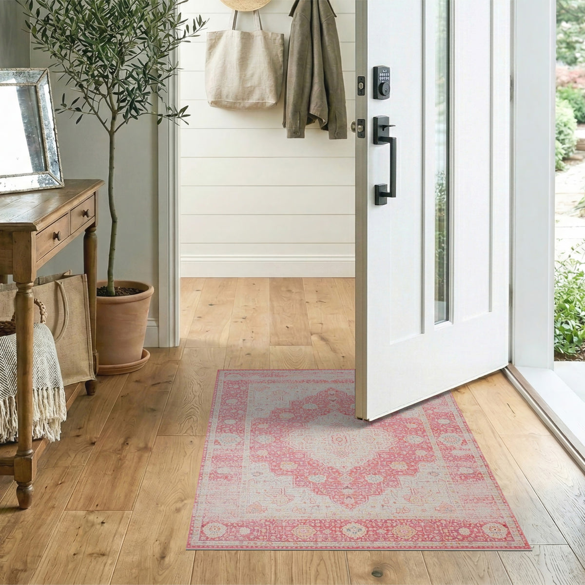 Pink Distressed Vintage Medallion No. 2 Area Rug