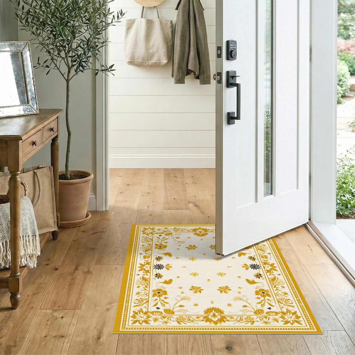 Yellow Floral Vintage No. 12 Area Rug
