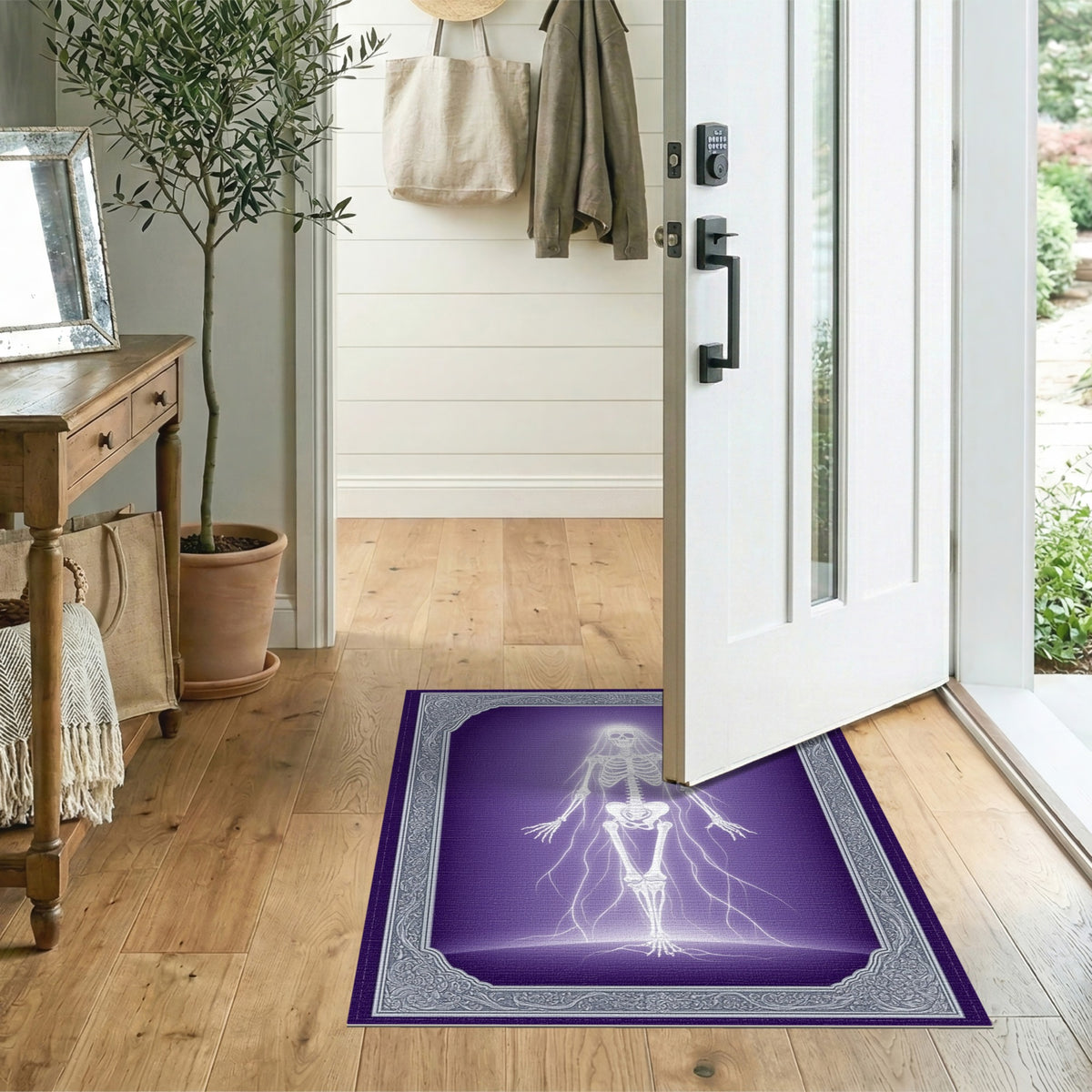 Ethereal Skeleton Veil Purple Area Rug