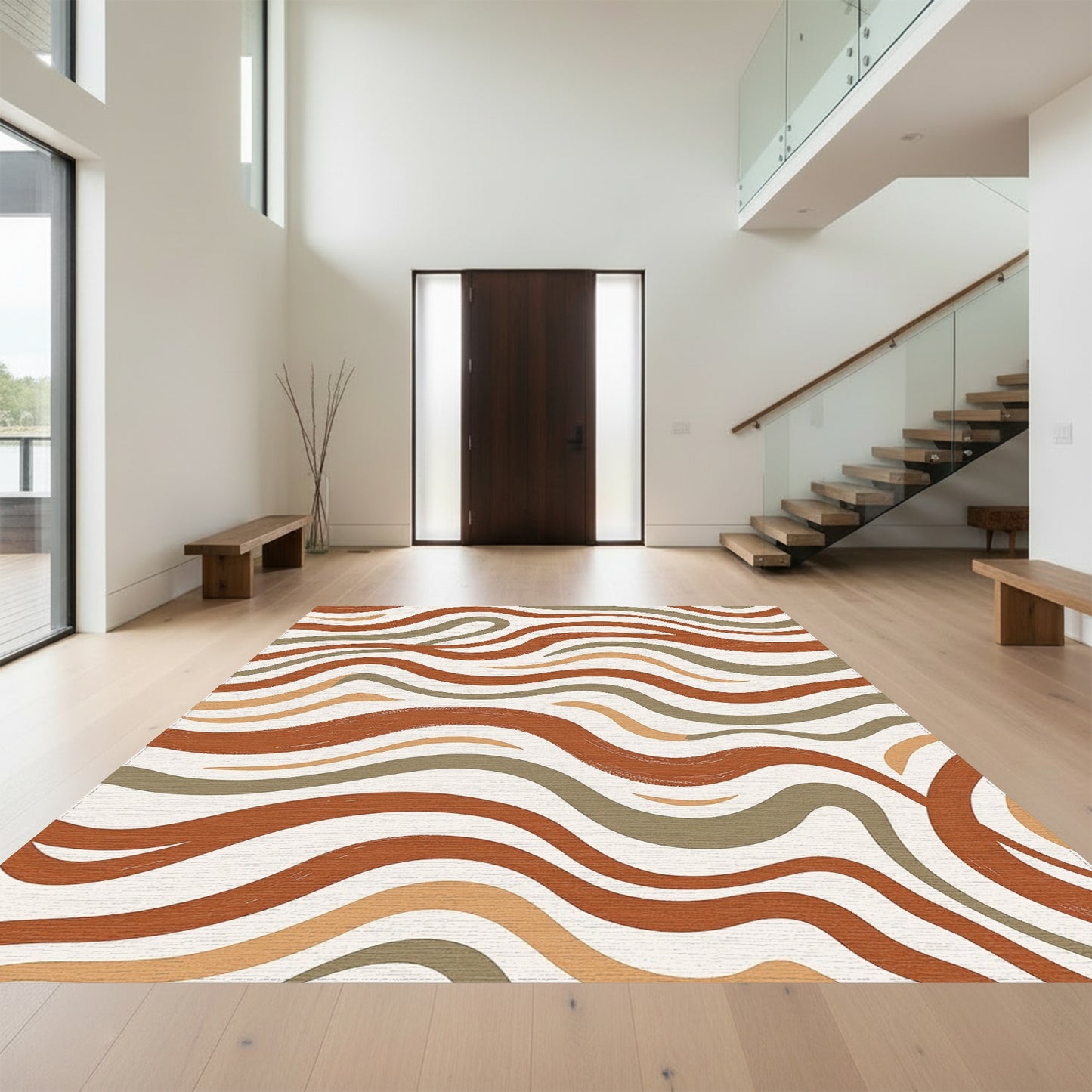 Terracotta Sage Wavy Stripe Rug
