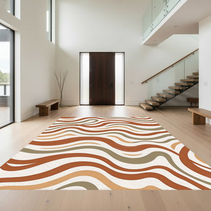 Terracotta Sage Wavy Stripe Rug