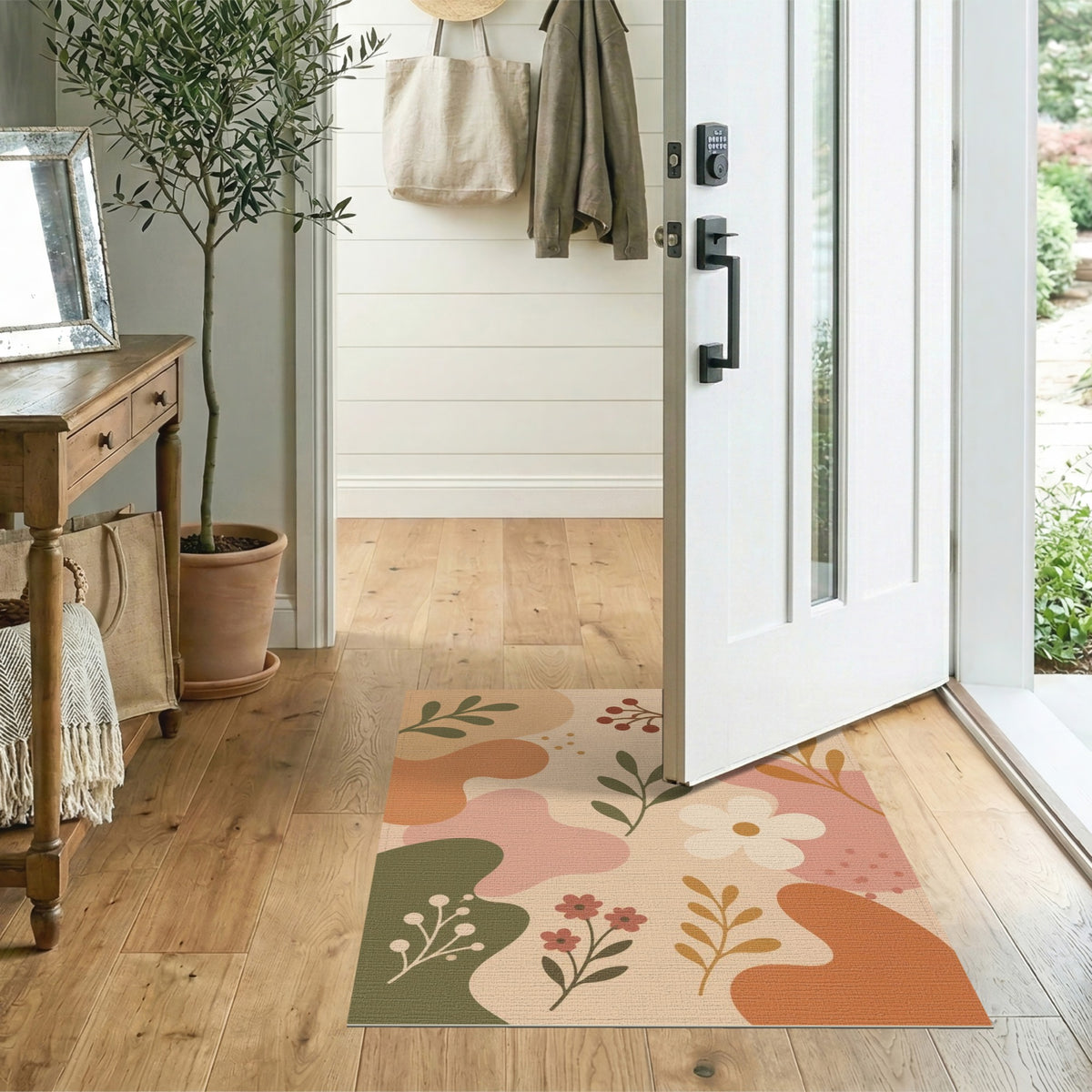 Boho Floral Beige Neutral Area Rug