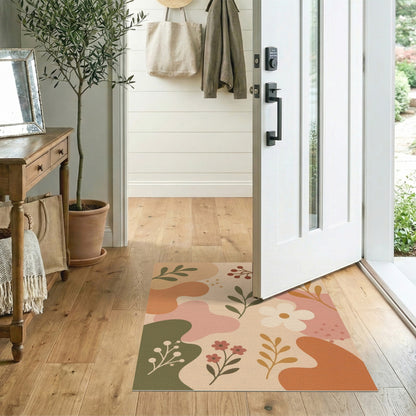 Boho Floral Beige Neutral Area Rug