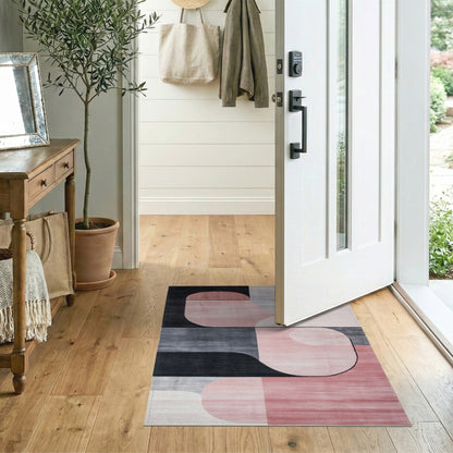 Modern Pink Geometric Area Rug