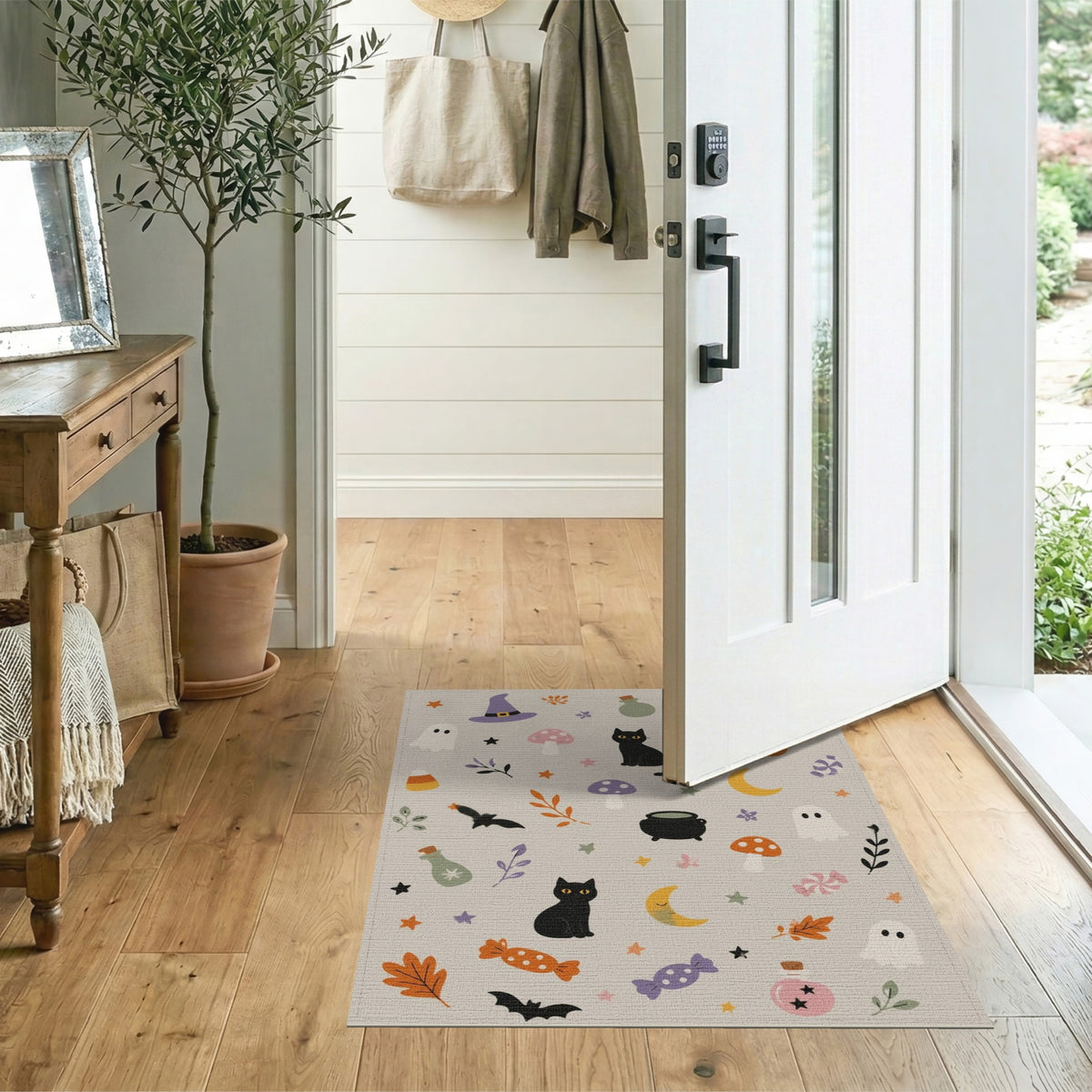 Cute Halloween Cats Ghosts Kids Cartoon Area Rug