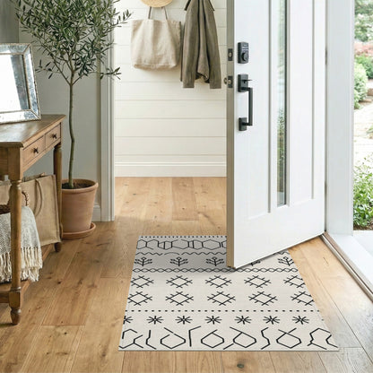 Black White Heritage Tribal Area Rug