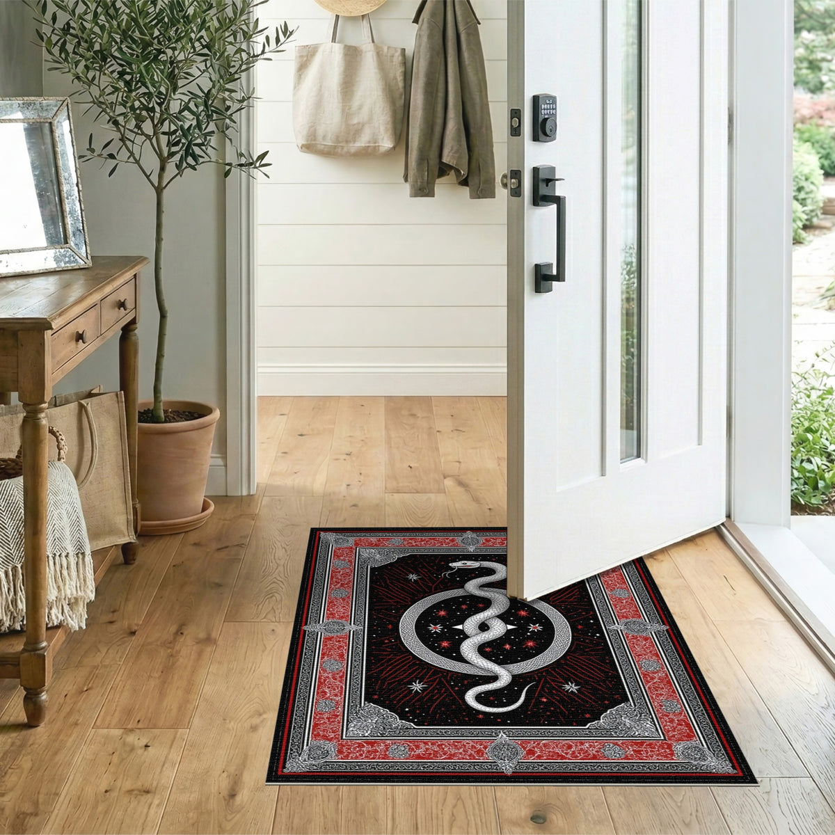 Mystic Serpent Black White Area Rug