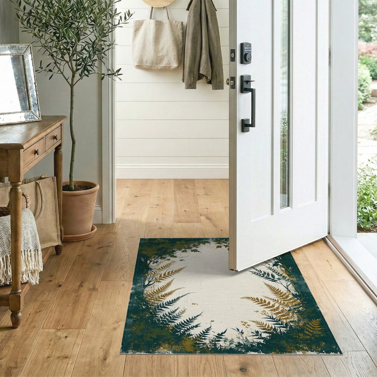 Distressed Fern Green Area Rug