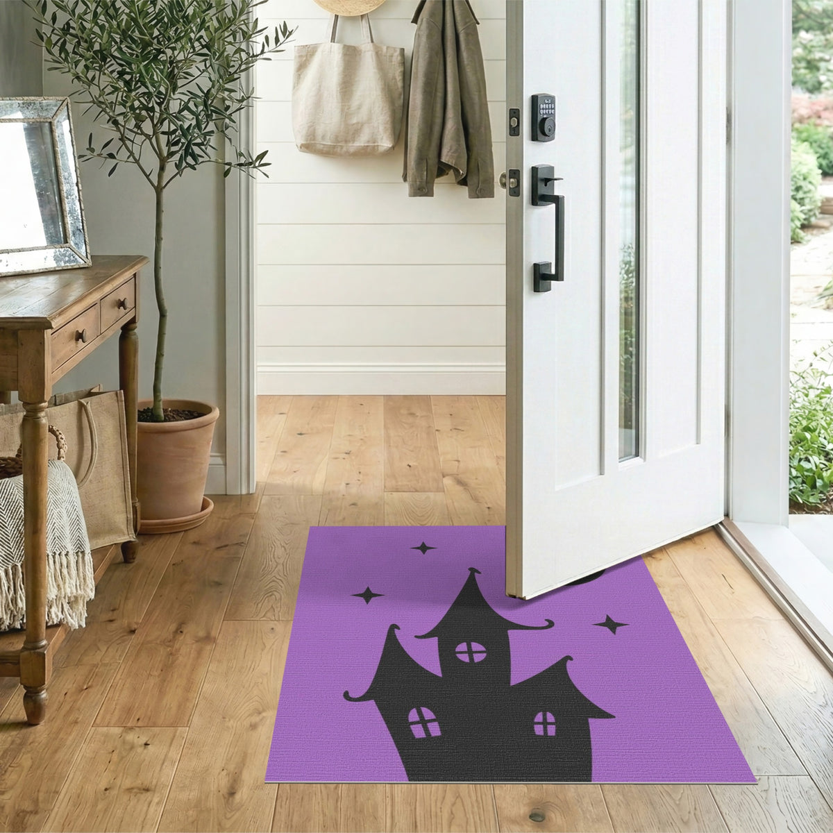 Purple Haunted Castle Kids Rug
