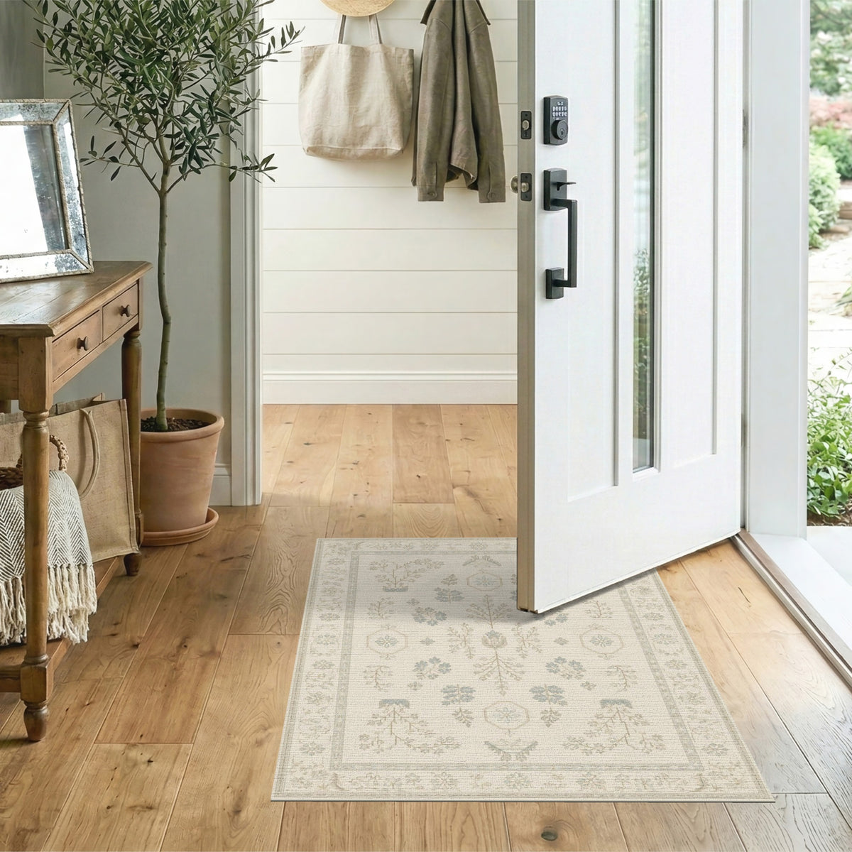 Blue Floral Vintage Area Rug