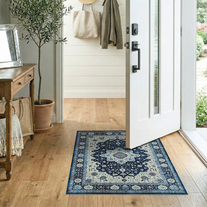 Blue Persian Medallion Area Rug