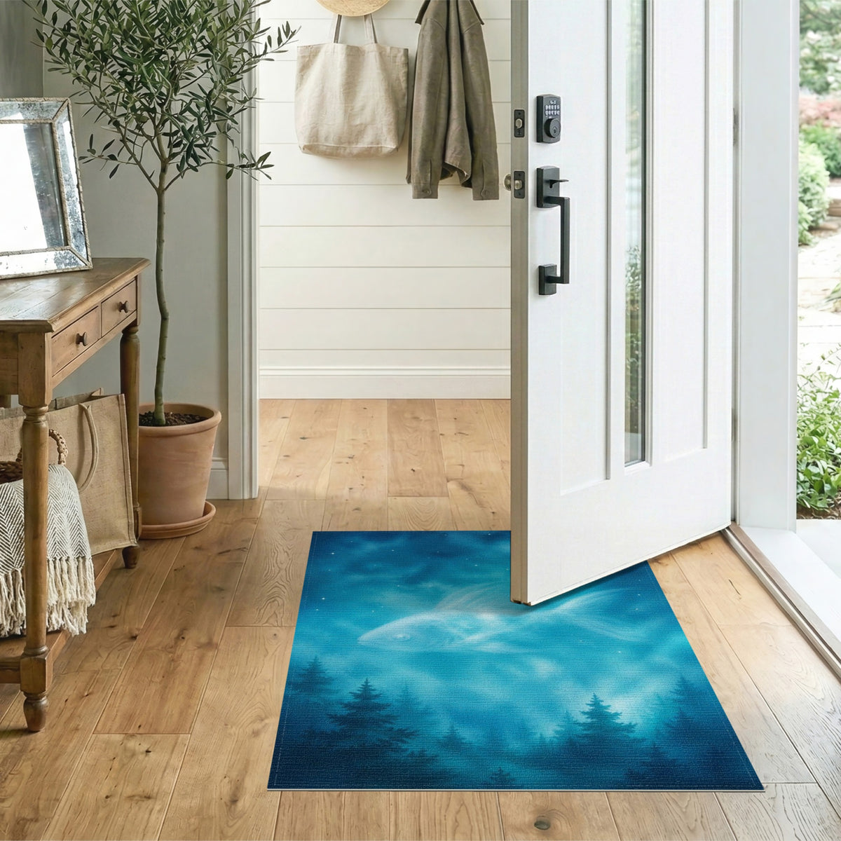Mystical Fish Starry Night Blue Area Rug