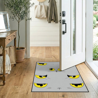 Grey Cat Eyes Kids Cartoon Area Rug