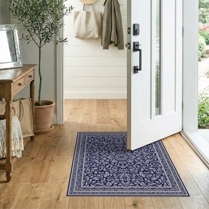 Navy Blue Floral Vintage No. 12 Area Rug