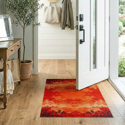 Red Distressed Abstract Area Rug