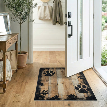 Distressed Paw Print Area Rug