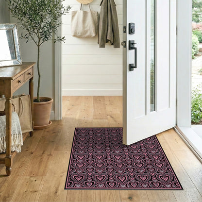Pink Heart Boho Chic Area Rug