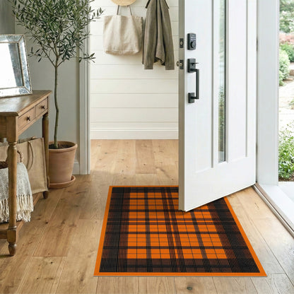 Geometric Modern Orange Plaid Geometric Area Rug