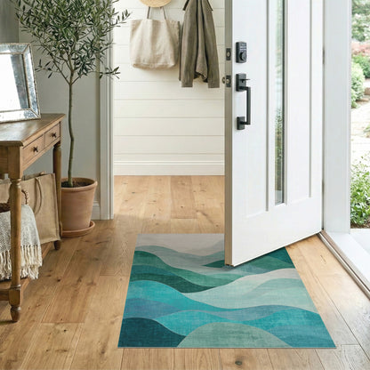 Teal Wave Abstract No. 26 Area Rug