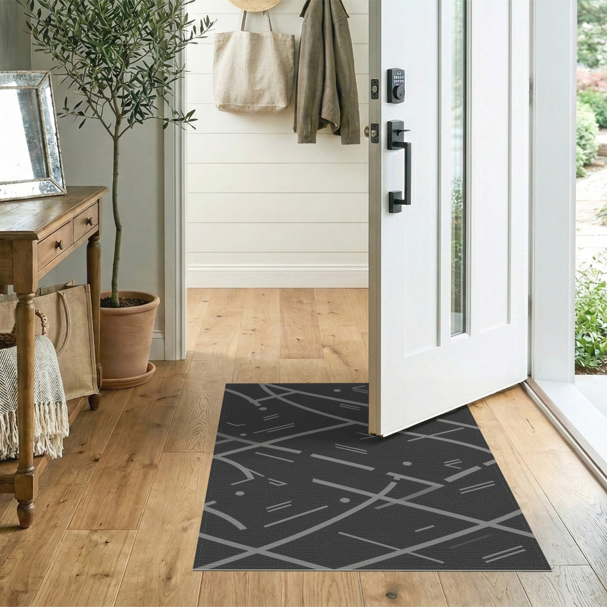 Grey Geometric Abstract No. 2 Area Rug