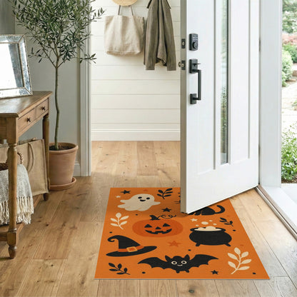Halloween Kids Cartoon Orange Area Rug