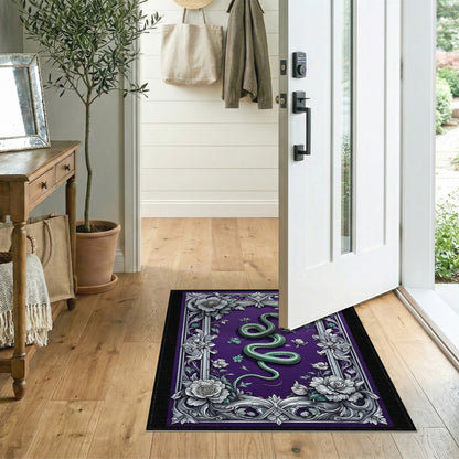 Green Serpent Purple Floral Area Rug