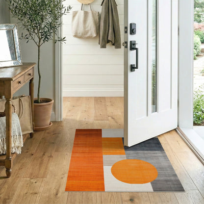Geometric Modern Orange Geometric Circle Area Rug