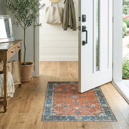 Traditional Persian Orange Persian Floral Area Rug