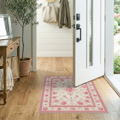 Pink Rose Floral Vintage No. 24 Area Rug