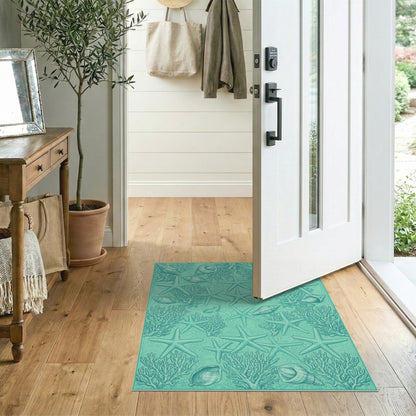 Blue and Teal Starfish Coastal Area Rug