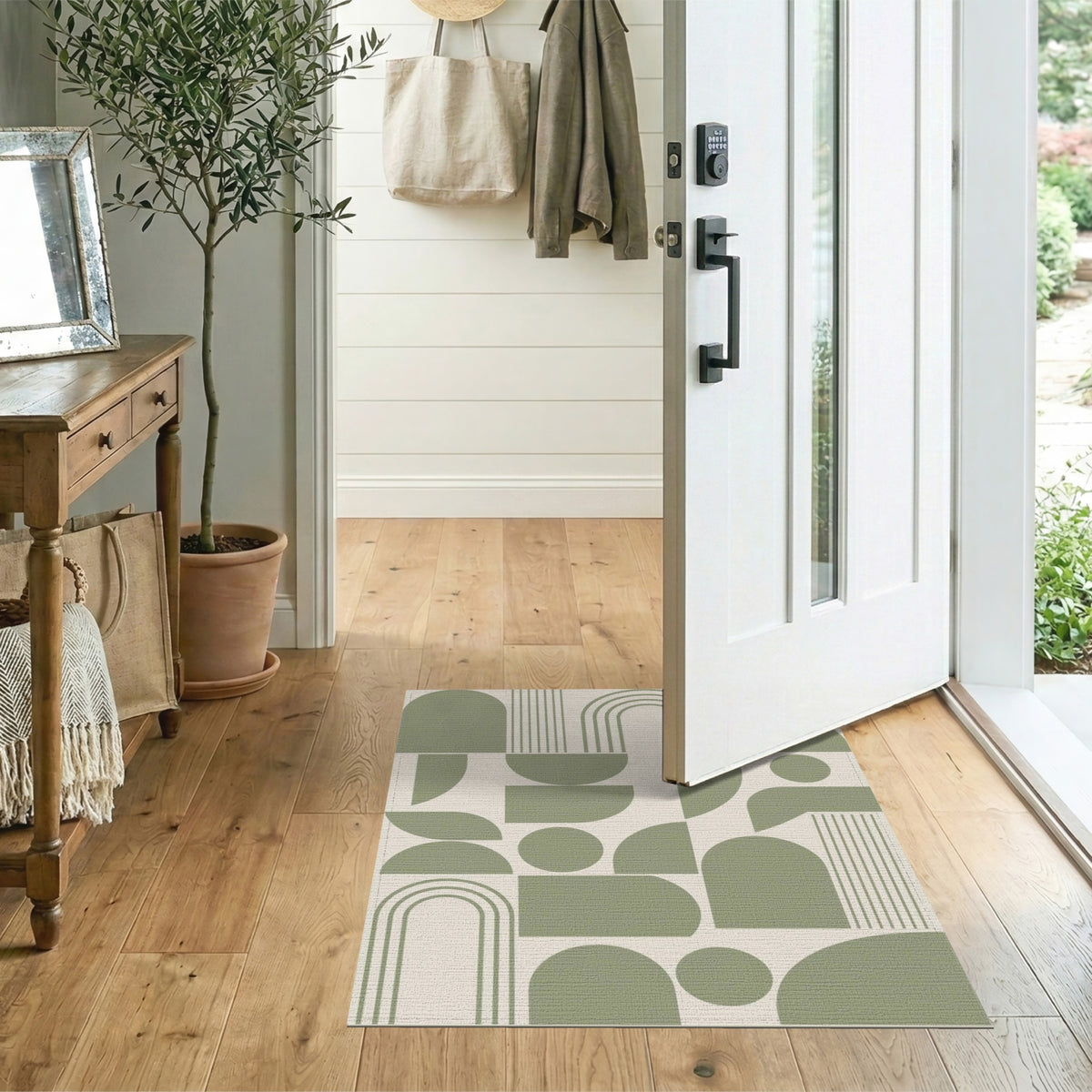 Green Geometric Arch Area Rug