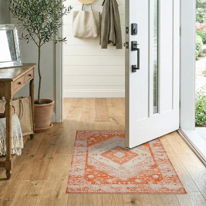 Orange Distressed Vintage No. 8 Area Rug