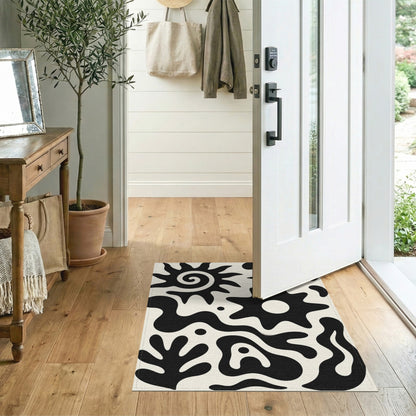 Abstract Area Bold Black White Abstract Area Rug