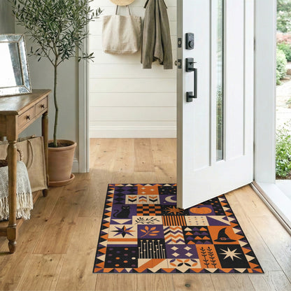 Geometric Modern Halloween Geometric Patchwork Area Rug