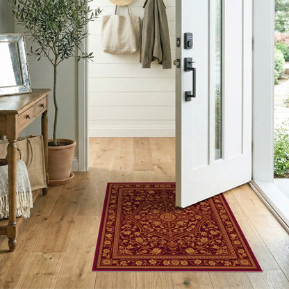 Red Ornate Red Persian Floral Medallion Area Rug
