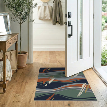 Blue Teal Abstract Wave No. 13 Area Rug